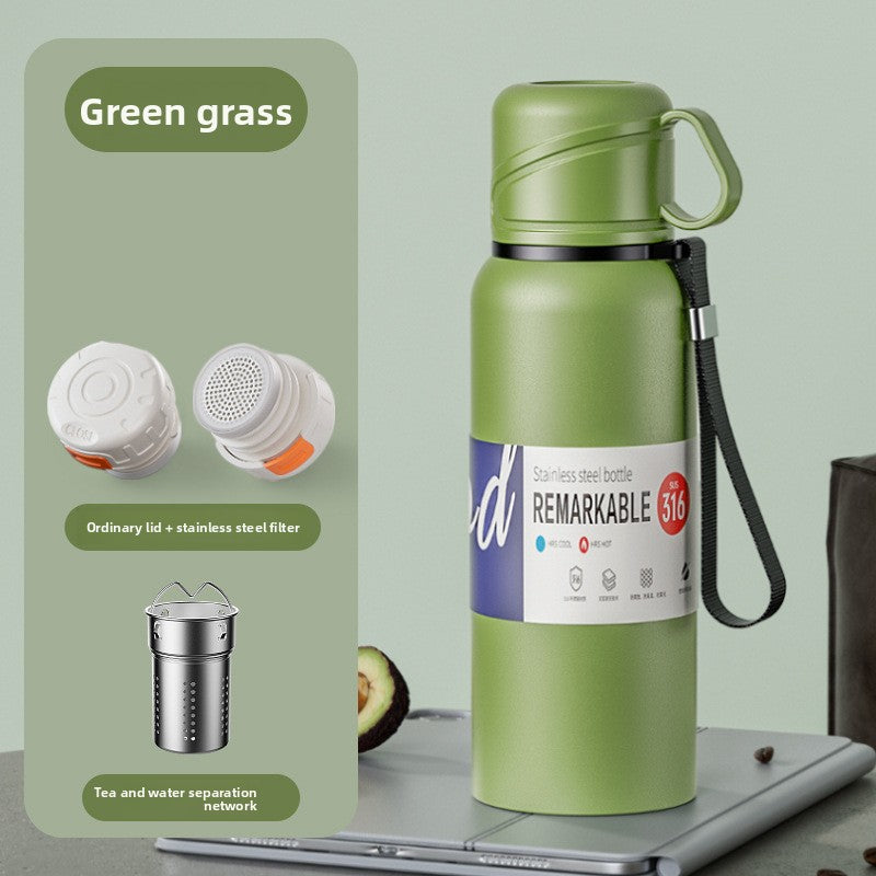 Double-Lid Stainless Steel Insulated Water Bottle
