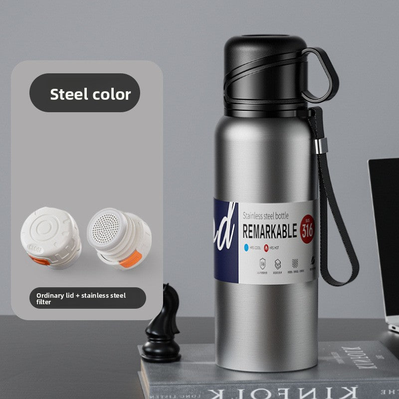 Double-Lid Stainless Steel Insulated Water Bottle