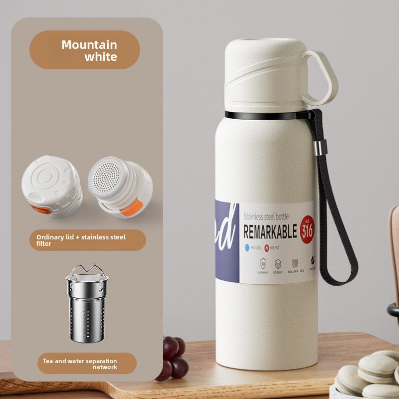 Double-Lid Stainless Steel Insulated Water Bottle