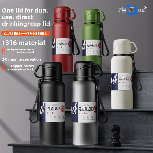 Double-Lid Stainless Steel Insulated Water Bottle