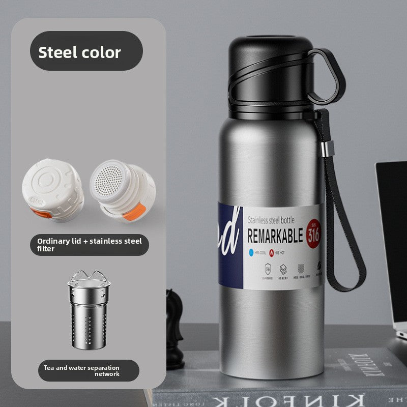 Double-Lid Stainless Steel Insulated Water Bottle