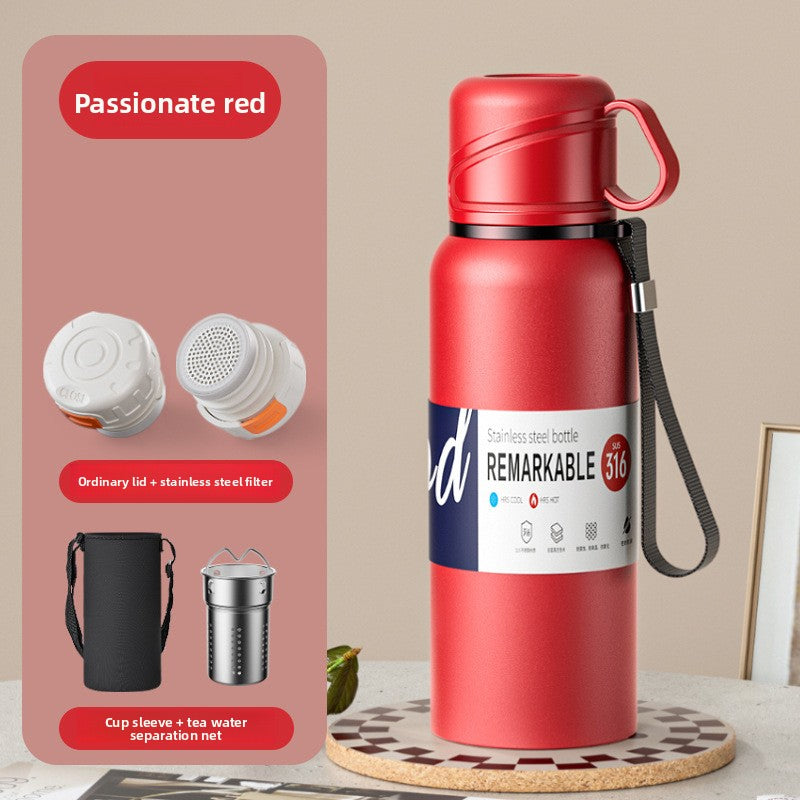 Double-Lid Stainless Steel Insulated Water Bottle